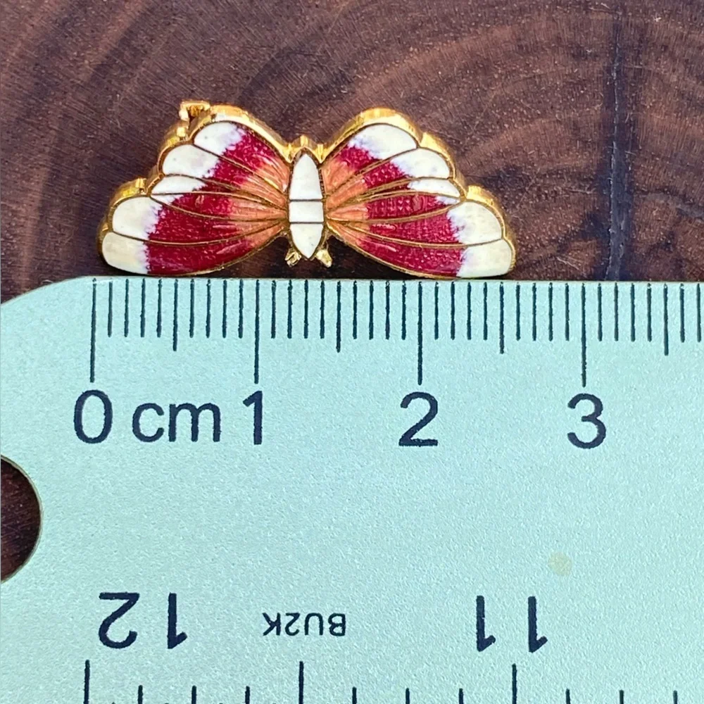 Vintage Cloisonne Gold Tone Enamel Painted Butterfly Pin Brooch